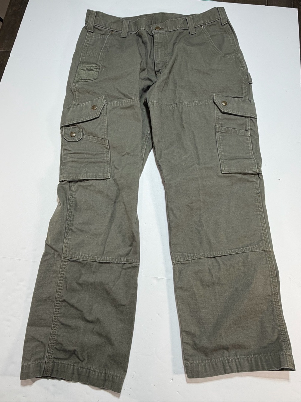 🔥 Carhartt Olive Green Ripstop Utility Cargo Work Pants 35x30